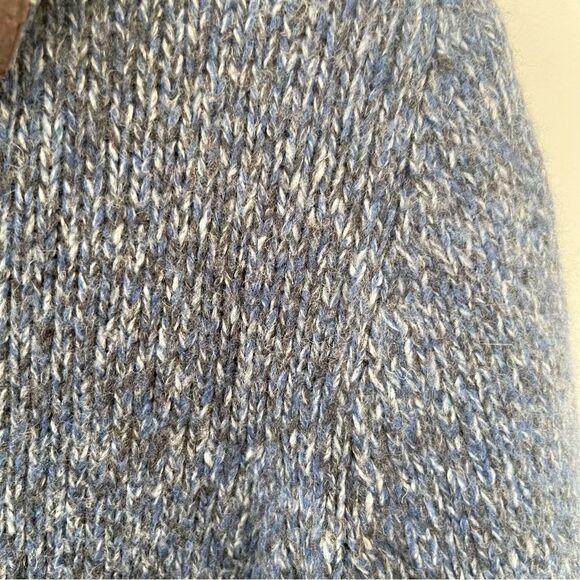 Eddie Bauer Blue Marled Elbow Patch Collared Wool Blend Cardigan Sweater - Picture 6 of 7